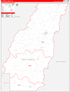 W. Carroll County Wall Map Red Line Style